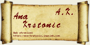 Ana Krstonić vizit kartica